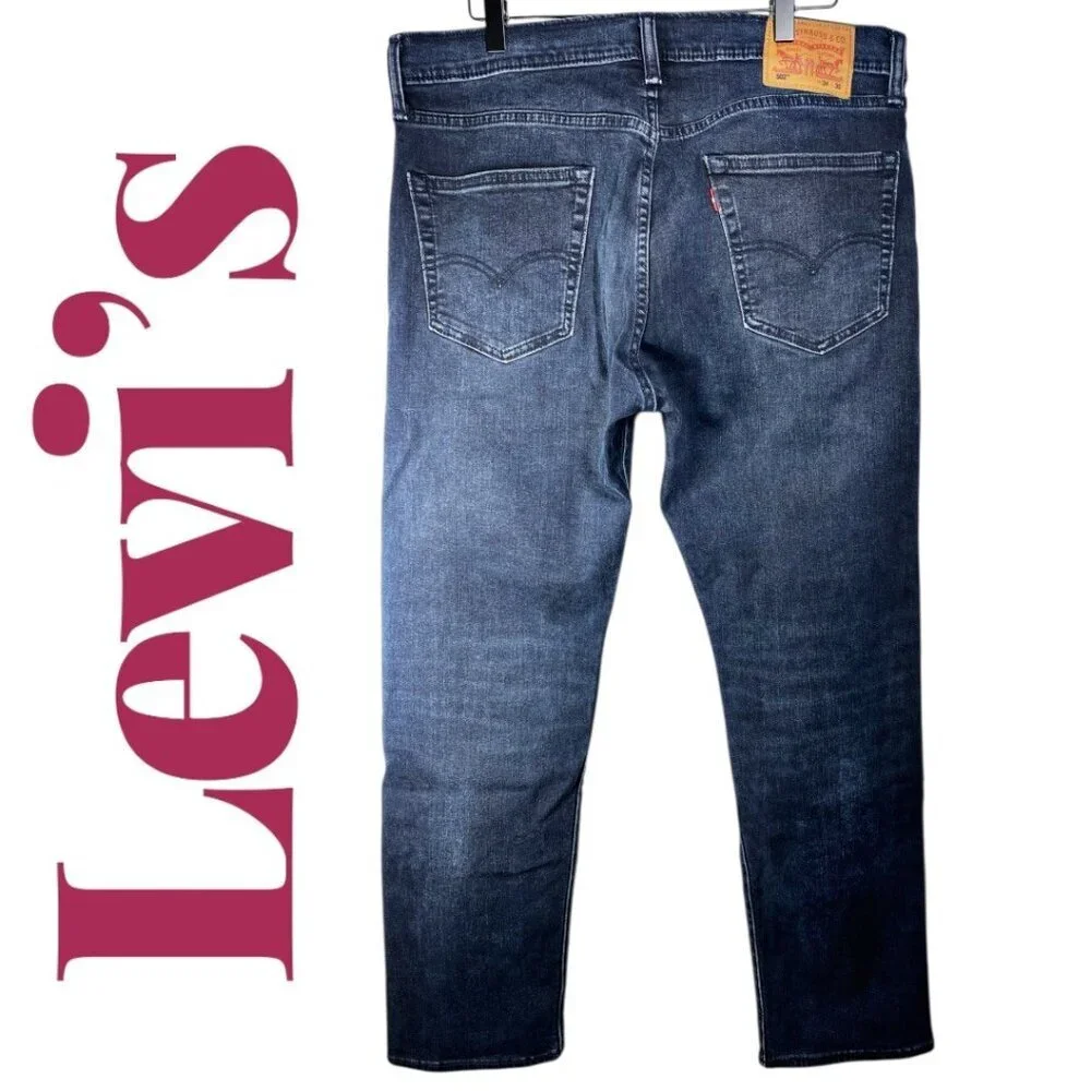 LEVI’S 502 MEN’S TAPER FIT Dark Blue Indigo‎ Wash Jeans, Size 34x30